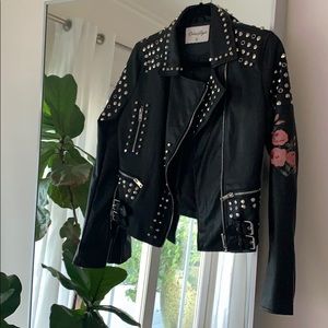 Nasty Gal Faux Leather Embroidered Moto-Jacket